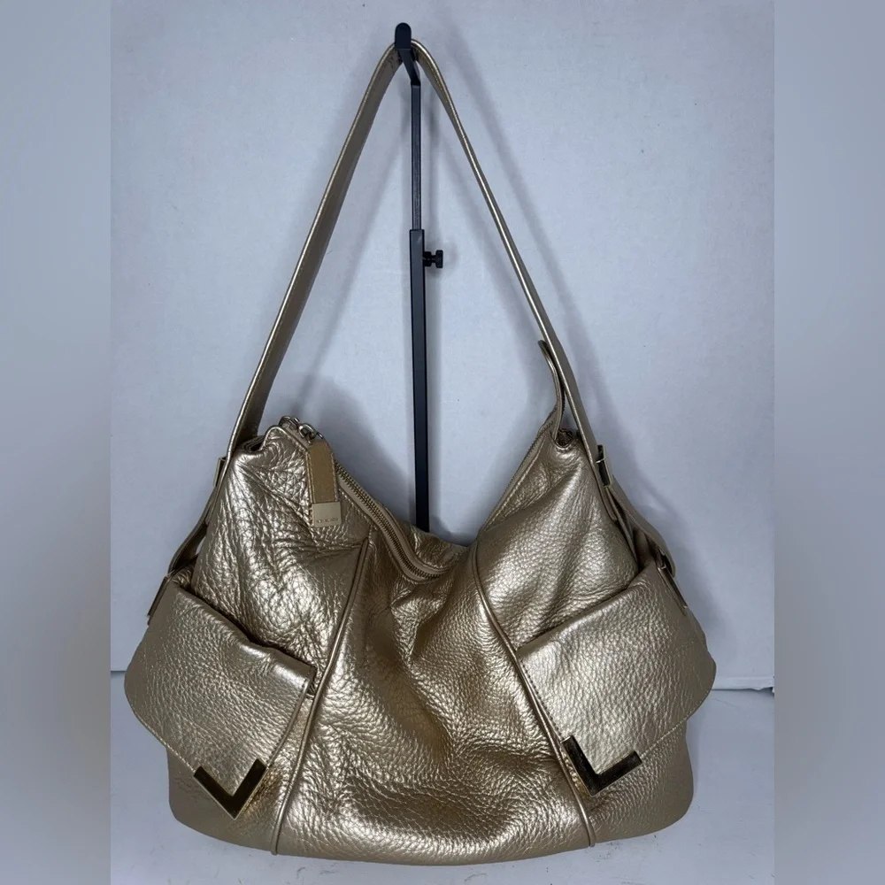 Michael Kors Gold Soft Leather Shoulder Bag.